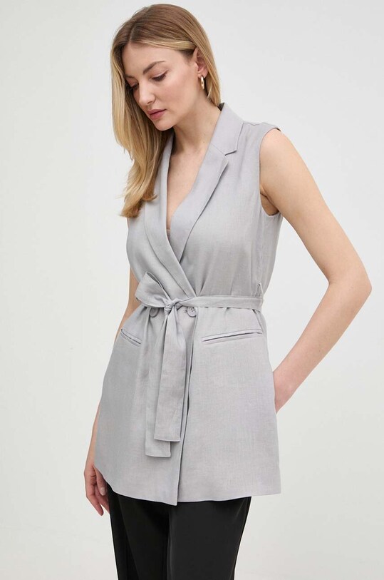 Armani Exchange vestă de in cu captuseala gri 3DYQ12.YN1RZ