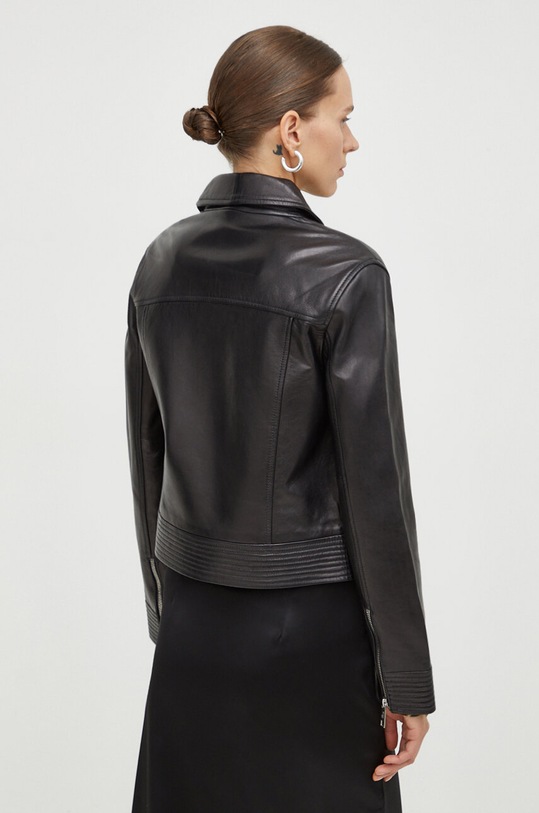 Odzież The Kooples kurtka skórzana FCUI28002K czarny