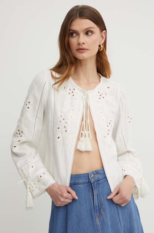 Twinset blazer din amestec de in necaptusit bej 241TT2010
