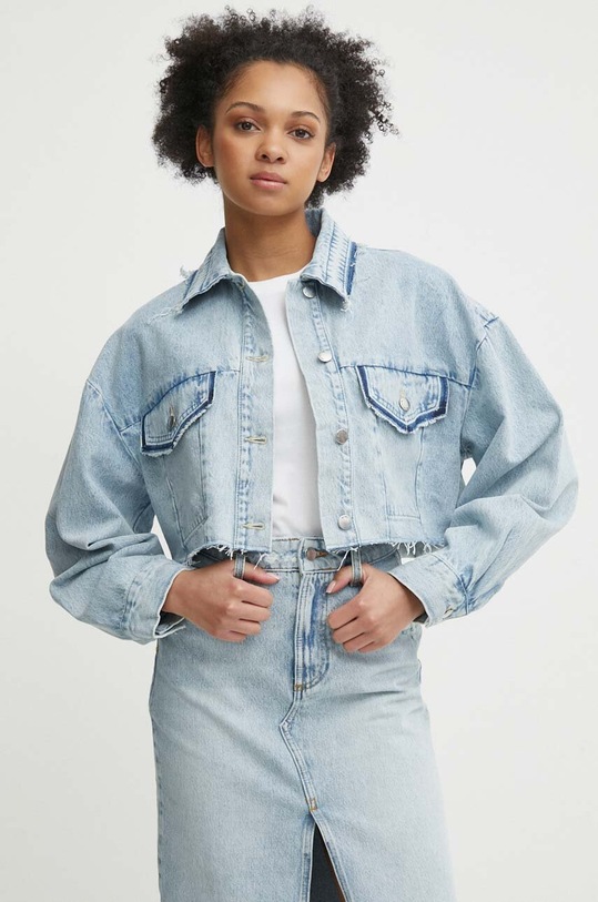 United Colors of Benetton geacă din denim necaptusit albastru 26JTDN05M