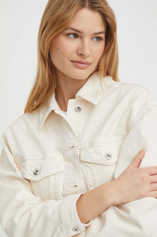 United Colors of Benetton geacă din denim bej 25Z2DN05C