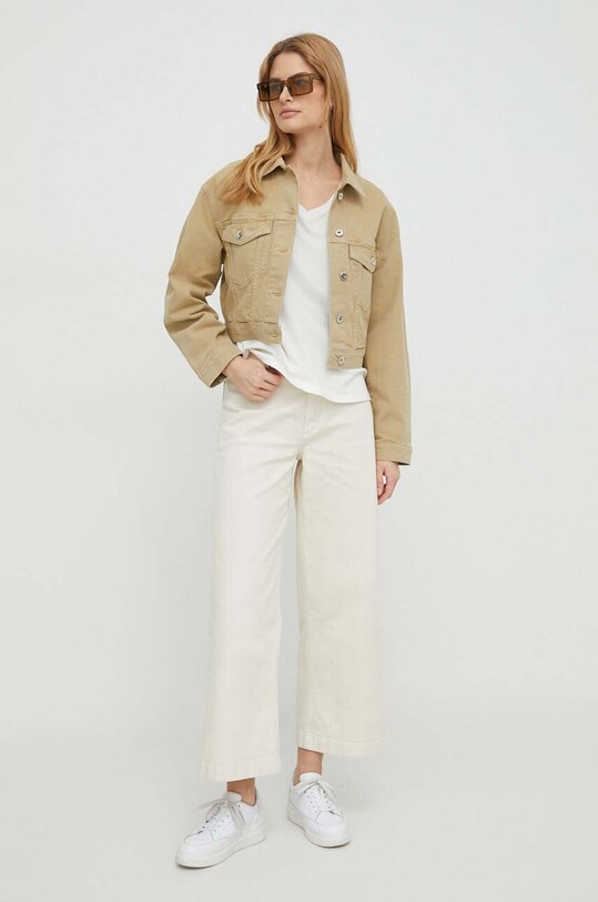 United Colors of Benetton geacă din denim 25Z2DN05C bej SS24