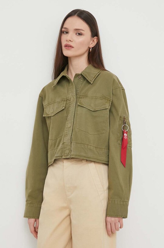 Pamučna jakna Alpha Industries za prijelazno razdoblje zelena 136017