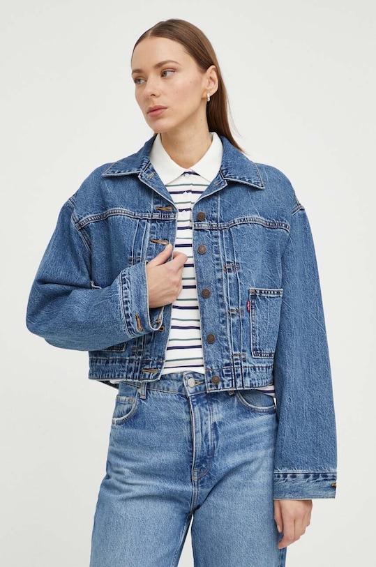 Levi's geacă din denim necaptusit albastru A7438