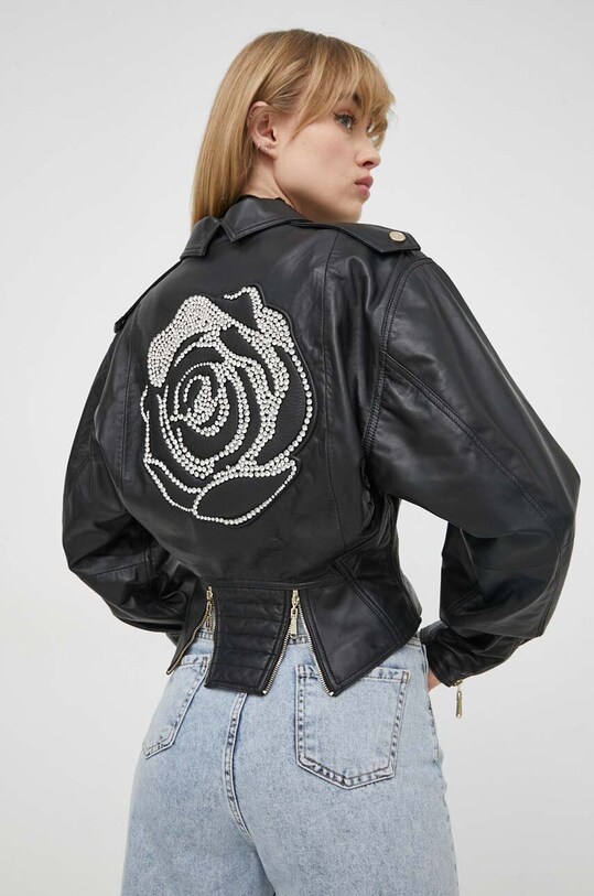Δερμάτινο jacket Blugirl Blumarine λείο δέρμα μαύρο RA4066.P0356