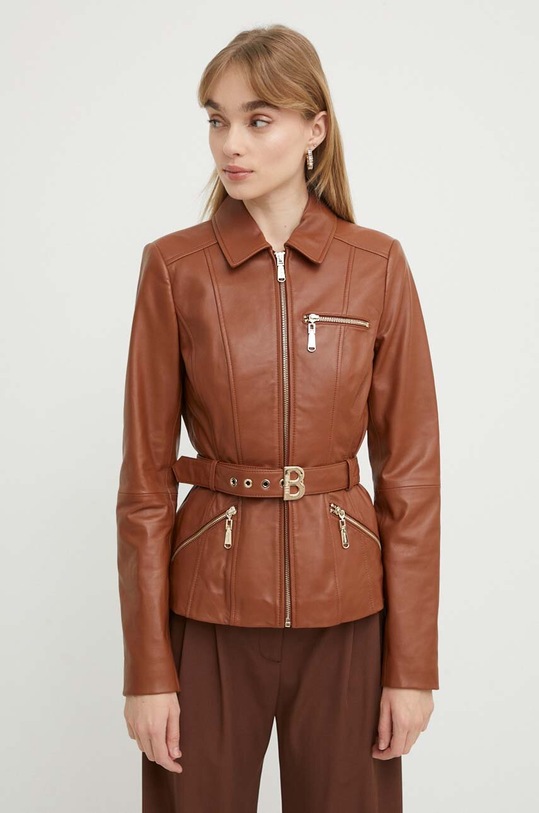 Blugirl Blumarine kurtka skórzana bez kaptura brązowy RA4067.P0356