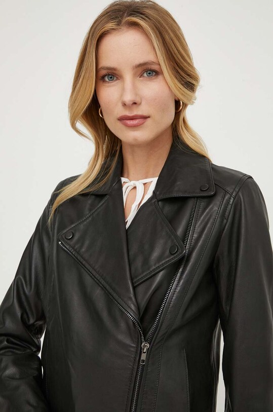 Sisley geaca ramones de piele negru 2XBRLN03P