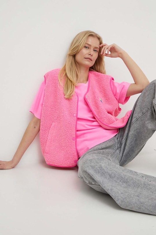 American Vintage bezrękawnik VESTE AMPLE nieocieplane różowy HOK16BE24