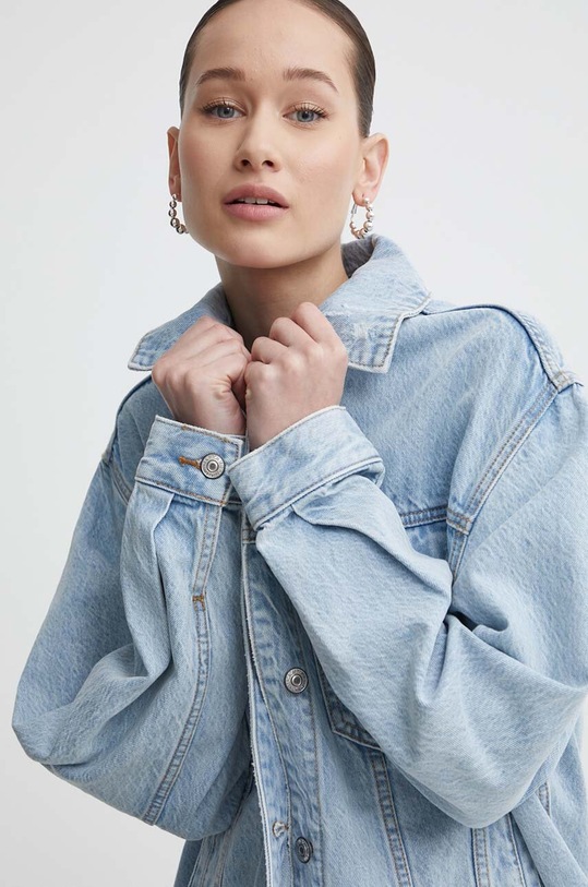 Rifľová bunda Abercrombie & Fitch bez kapucne modrá KI144.4042.280