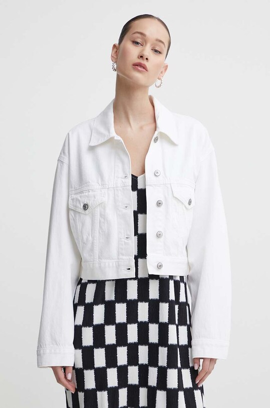 Abercrombie & Fitch kurtka jeansowa bez kaptura beżowy KI144.4064.100