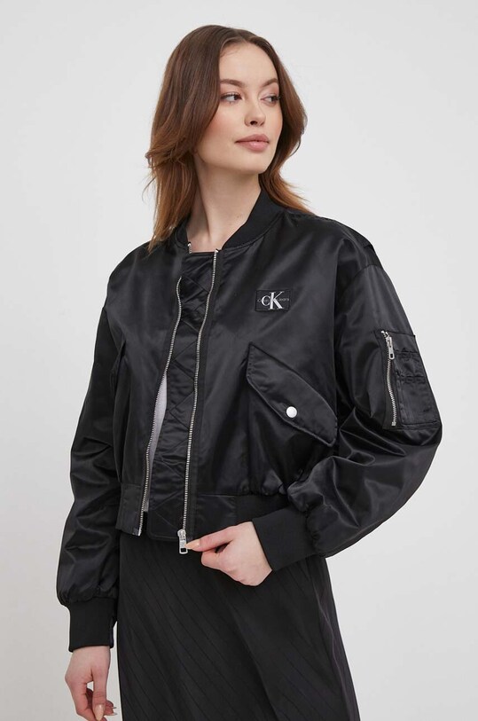Bomber bunda Calvin Klein Jeans přechodné černá J20J223033