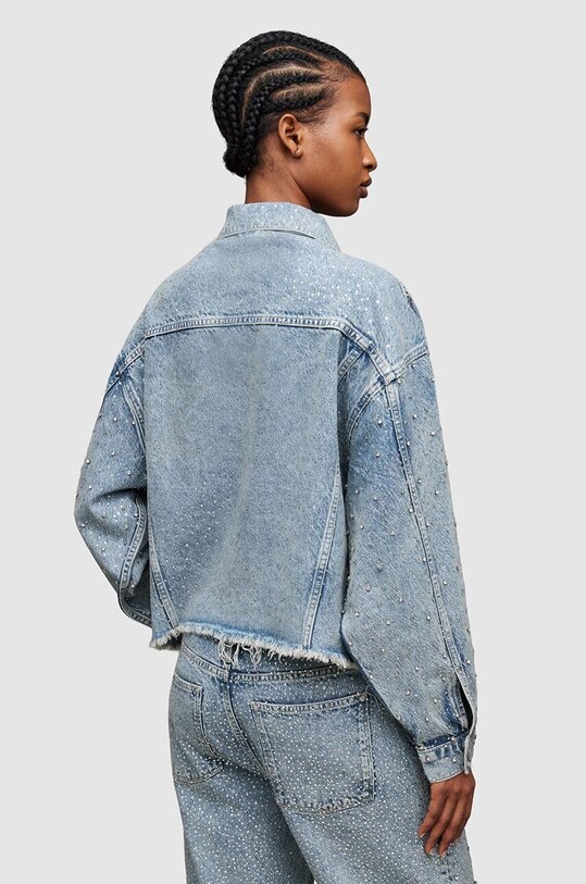 AllSaints kurtka jeansowa PIPER CRYSTAL niebieski WO066Z