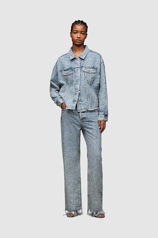 AllSaints kurtka jeansowa PIPER CRYSTAL WO066Z niebieski