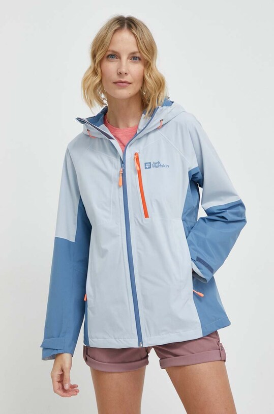 Куртка outdoor Jack Wolfskin Eagle Peak 2L с капюшоном голубой 1113005