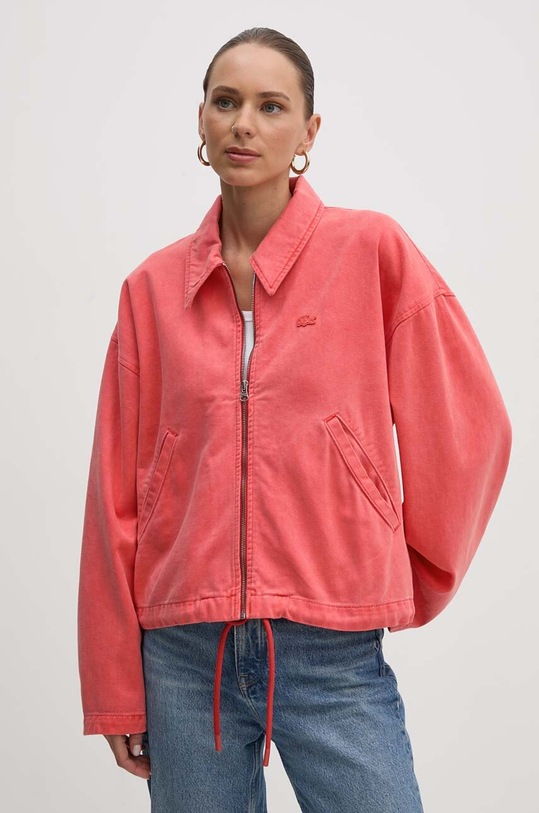 Lacoste kurtka jeansowa bez kaptura czerwony BF6944