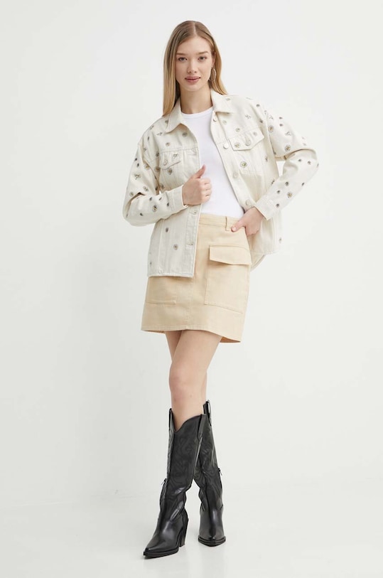 Desigual kurtka jeansowa FLOWERS 24SWED21 beżowy SS24