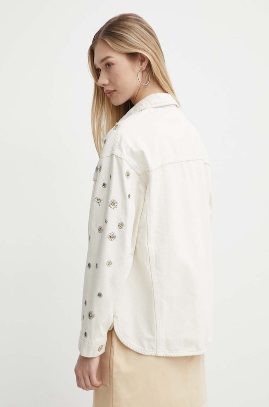 Odzież Desigual kurtka jeansowa FLOWERS 24SWED21 beżowy
