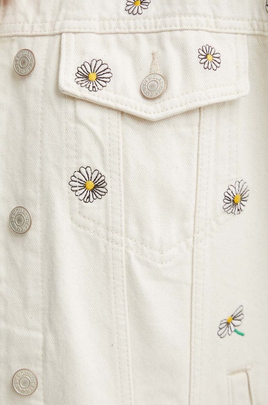Desigual kurtka jeansowa FLOWERS 24SWED21 beżowy