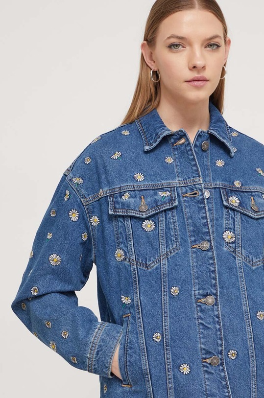 Džínová bunda Desigual FLOWERS modrá 24SWED21