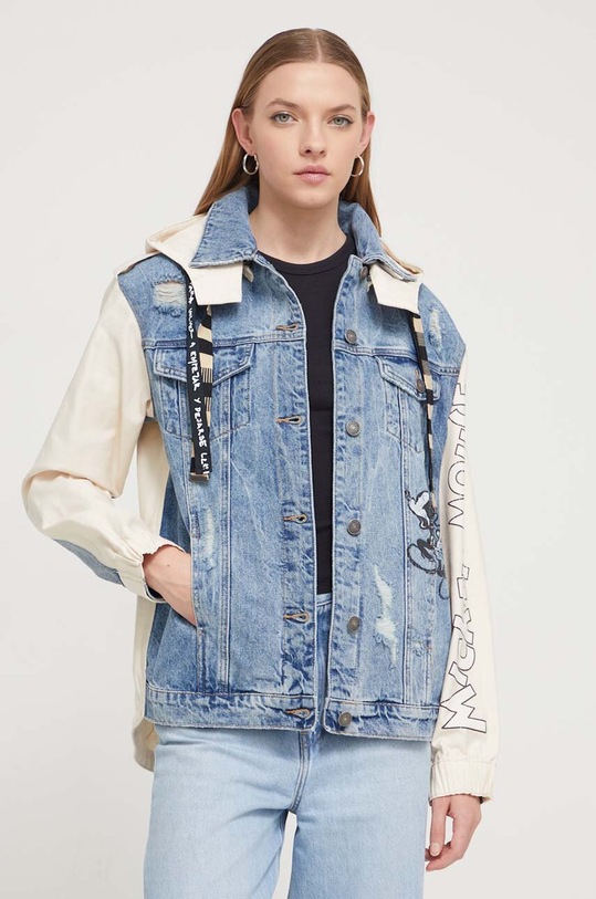 Desigual kurtka jeansowa MICKEY ART nieocieplane niebieski 24SWEW22