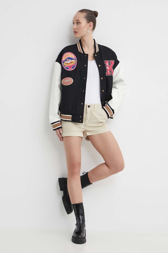 Karl Kani kurtka bomber z domieszką wełny 6175077 czarny SS24