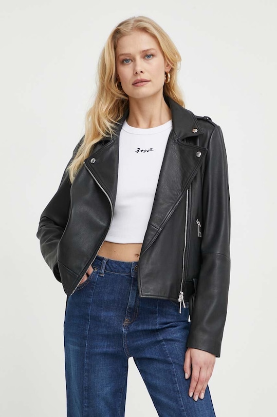 Kožený křivák Boss Orange nezateplené černá 50510964
