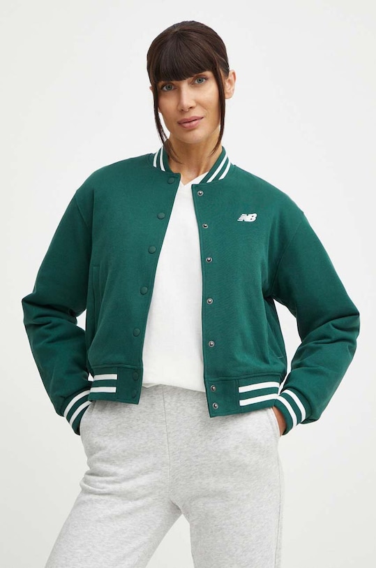 New Balance kurtka bomber WJ41509NWG bez kaptura zielony WJ41509NWG
