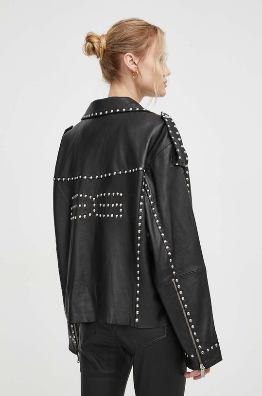 Îmbrăcăminte HUGO geacă biker de piele 10909035 negru