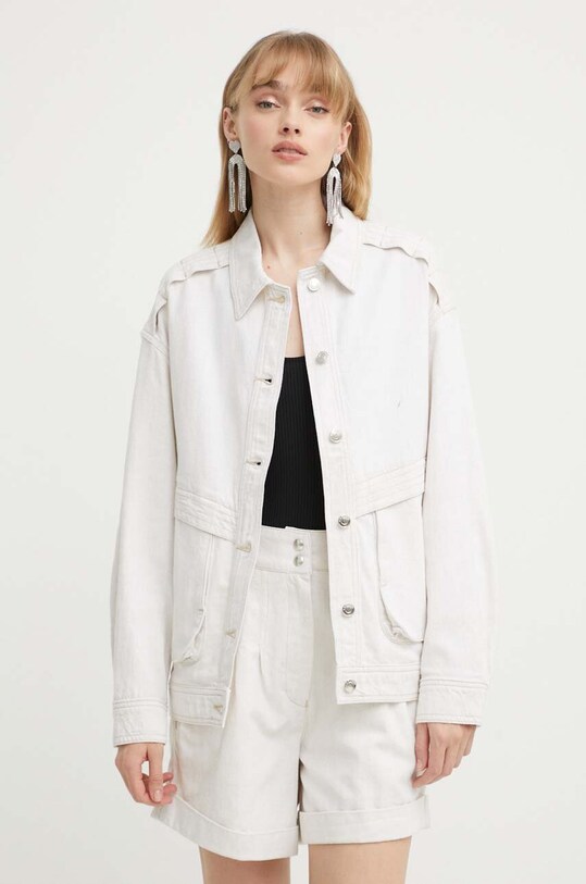 Куртка з домішкою льону IRO без підкладки бежевий WM137ZANO