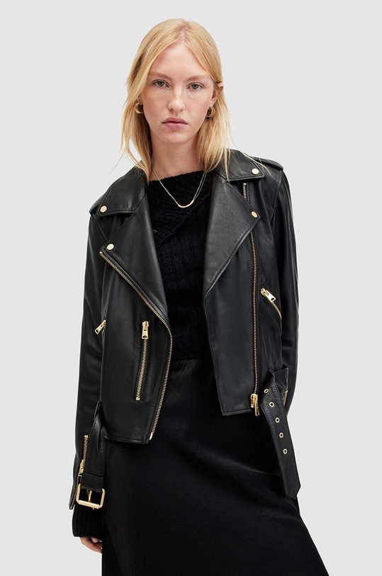 Kožená bunda AllSaints BALFERN nezateplené černá WL195Z