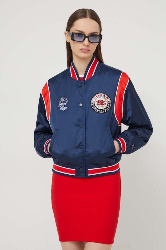 Tommy Jeans kurtka bomber Archive Games bez kaptura granatowy DW0DW18535