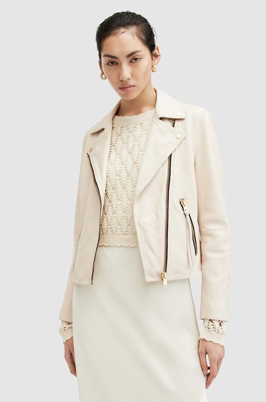 Kožená bunda AllSaints DALBY BIKER WL186Z béžová