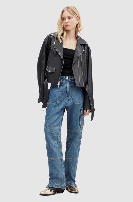 Δερμάτινο μπουφάν AllSaints DAYLE BIKER WL557Z μαύρο