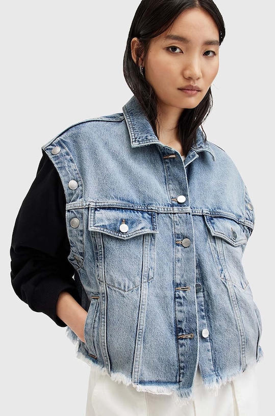 AllSaints geaca CHLO DENIM SWEAT JKT W044OA albastru SS24