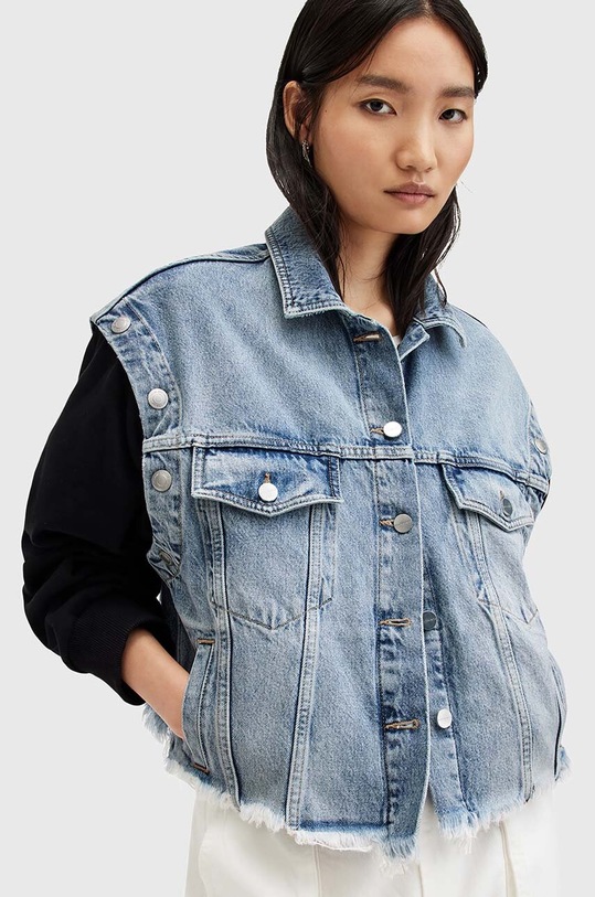 AllSaints geaca CHLO DENIM SWEAT JKT W044OA albastru SS24