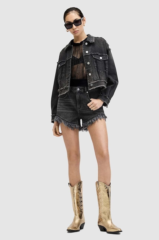 AllSaints geacă din denim CLAUDE FRAY JACKET W041OA negru