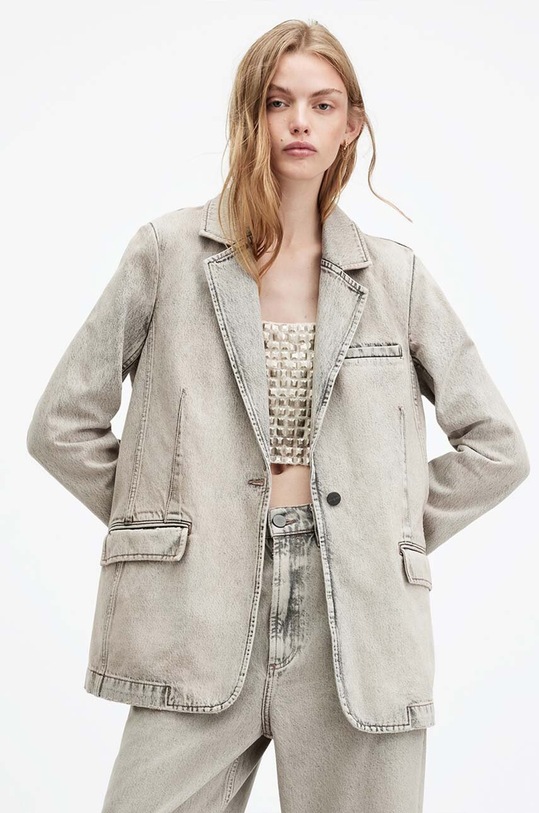 Džínová bunda AllSaints EVER DENIM BLAZER béžová W034OA
