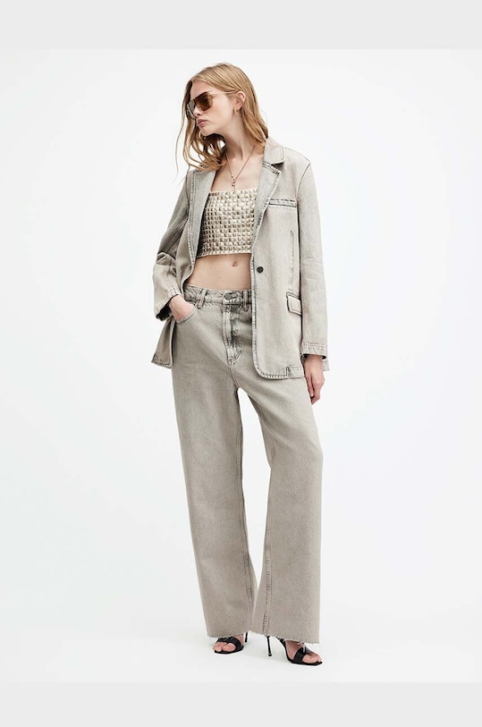Džínová bunda AllSaints EVER DENIM BLAZER W034OA béžová