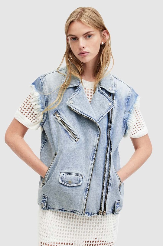 Džínová vesta AllSaints RIPLEY WAISTCOAT riflovina modrá W055OA