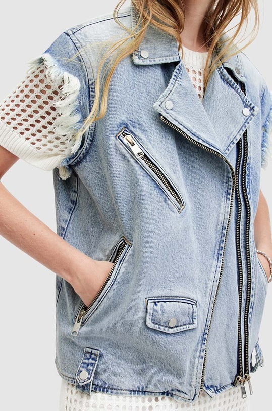 Džínová vesta AllSaints RIPLEY WAISTCOAT W055OA modrá SS24