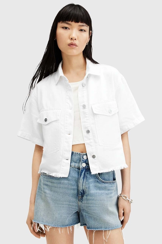 AllSaints kurtka jeansowa TOVE SS DENIM SHIRT bez kaptura biały W113PA