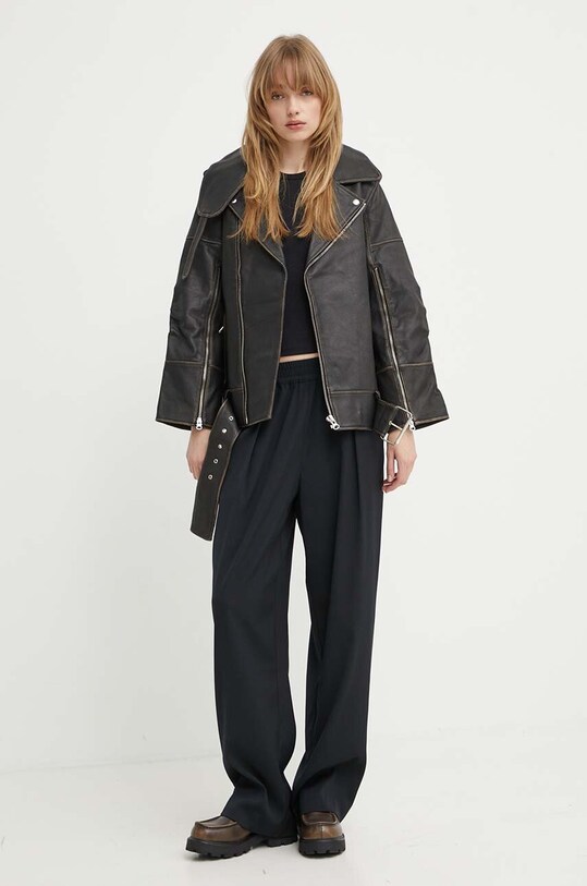 By Malene Birger kurtka skórzana BEATR ISSE Q71742002Z czarny SS24