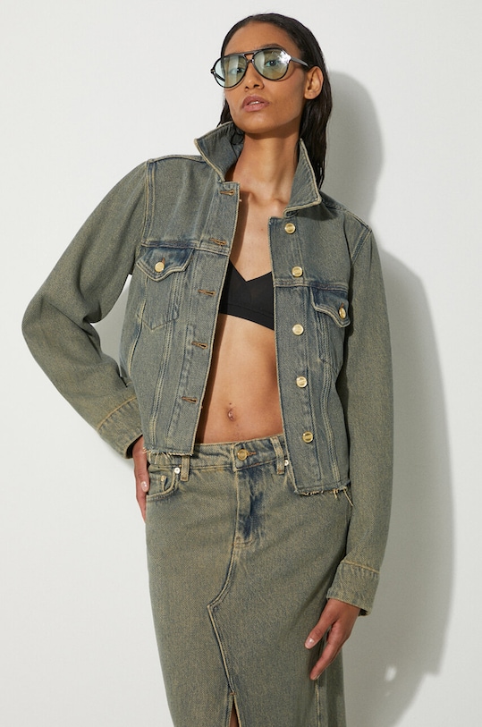 GANNI geacă din denim Overdyed Heavy Denim Jacket fara gluga maro J1478