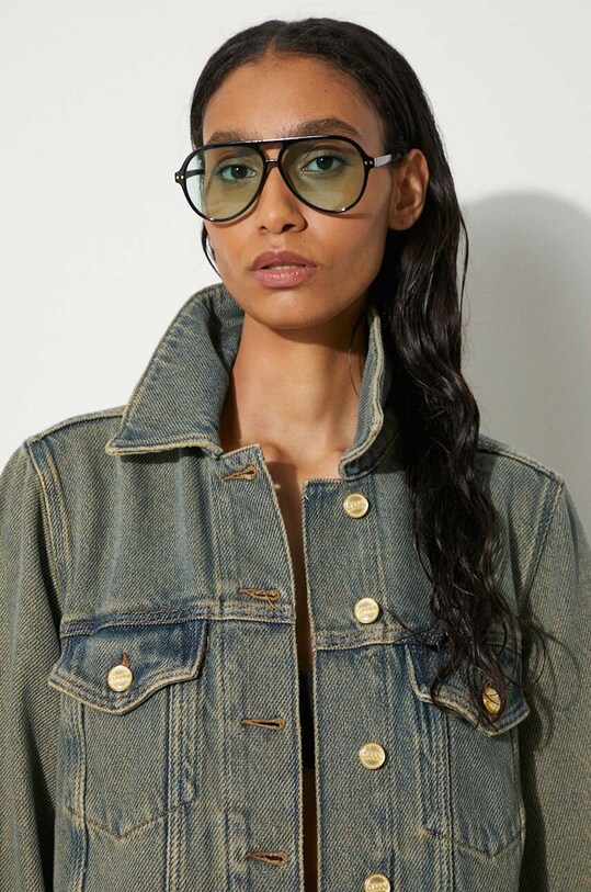 Džínová bunda GANNI Overdyed Heavy Denim Jacket J1478 hnědá