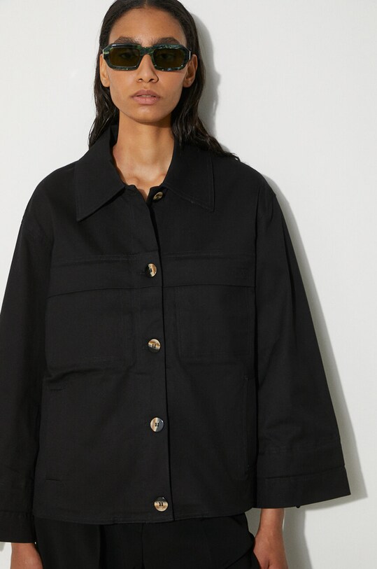 GANNI jacket Herringbone Canvas Jacket F9611. black