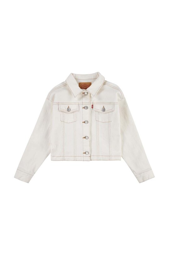 Levi's kurtka jeansowa dziecięca LVG COLOR BABY BAGGY TRUCKER bez kaptura beżowy 4EK106