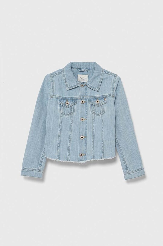 Хлопковая джинсовая куртка Pepe Jeans ISA JACKET JR без подкладки голубой PG401098