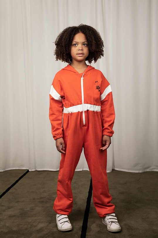 Mini Rodini salopetă din bumbac pentru copii Weight lifting cu captuseala rosu 2425011242