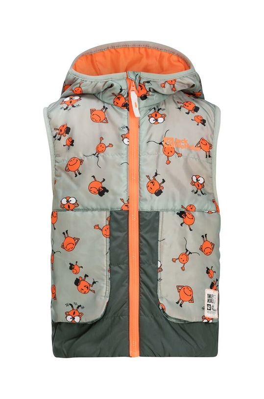 Dětská vesta Jack Wolfskin SMILEYWORLD AOP VEST s podšívkou šedá 1610781.
