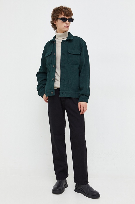 Les Deux geacă cu aspect de cămașă LDM610117 verde SS24